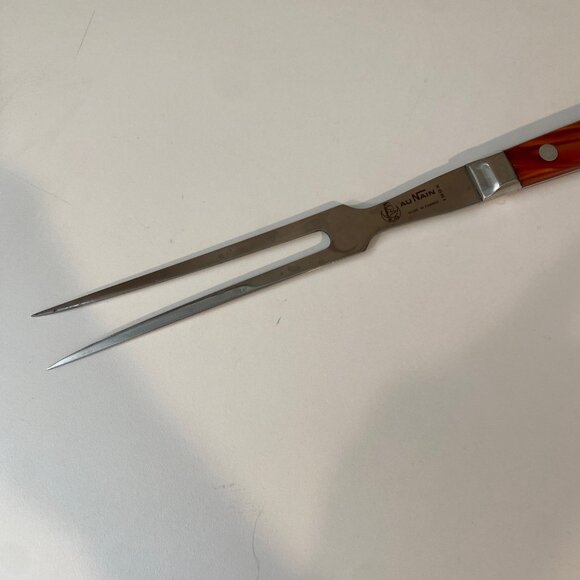 Vintage Au Nain‎ Carving Fork France Stainless Steel Faux Tortoise Handle - Picture 3 of 6